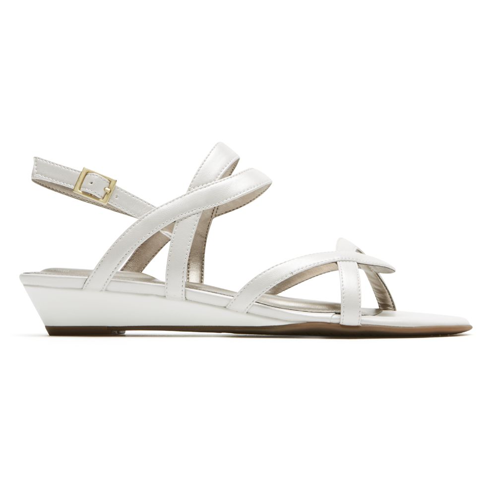 Rockport Women's Total Motion Zandra Slingback Sandals - White - USA (5384AOLVC)